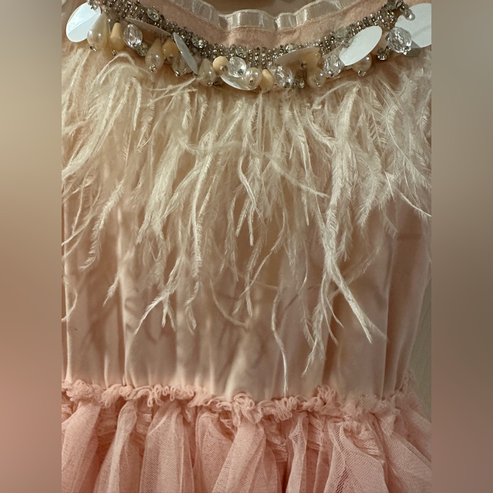 Charming Pink Feathered Kids Dance Costume - Picture 8 of 9